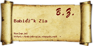 Babiák Zia névjegykártya